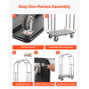 VEVOR Hotel Luggage Cart, 1500 lbs Heavy Duty Bellman Cart with Stainless Steel Frame, 8 in Rubber Wheels, Gray Carpeted Deck, Commercial Luggage Carrier Rolling Trolley for Hotels,Resorts,Silver