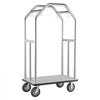 VEVOR Hotel Luggage Cart, 1500 lbs Heavy Duty Bellman Cart with Stainless Steel Frame, 8 in Rubber Wheels, Gray Carpeted Deck, Commercial Luggage Carrier Rolling Trolley for Hotels,Resorts,Silver