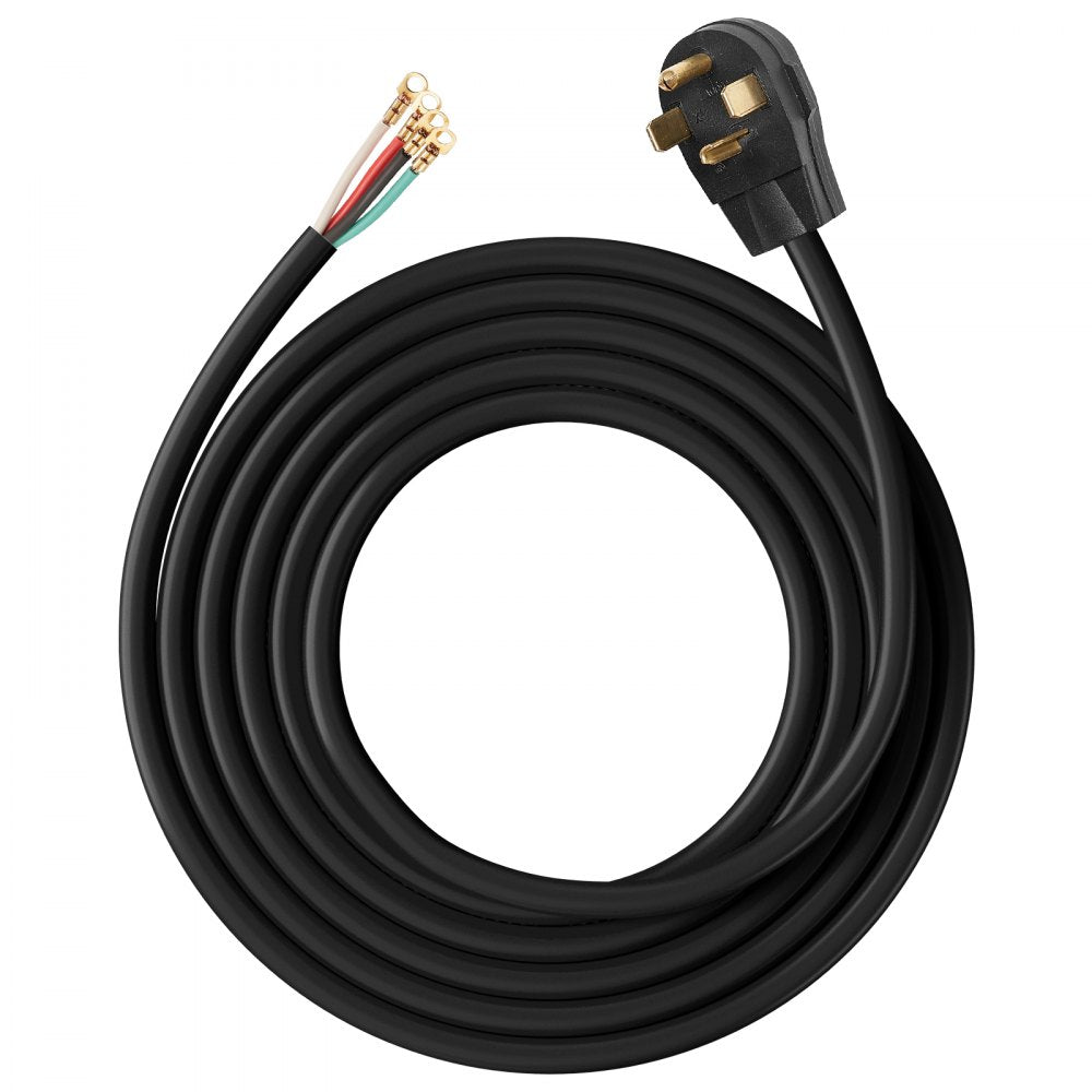 VEVOR 10 ft Dryer Power Cord, 4-Prong NEMA 14-30P Appliance Dryer Cord with Eyelet Connectors, 125V/250V, SDRT 10AWG/4C, 30A, Pure Copper Wire Cable with PVC Cable Tie, Ideal for Indoor & Outdoor Use