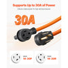 VEVOR 50 ft Dryer Extension Cord, 4-Prong NEMA 14-30P to 14-30R Dryer Cord, 125V/250V, STW 10AWG/4C, 30A, Pure Copper Wire Cable with Black Non-woven Bag and PVC Cable Tie, for Outdoor & Indoor Use