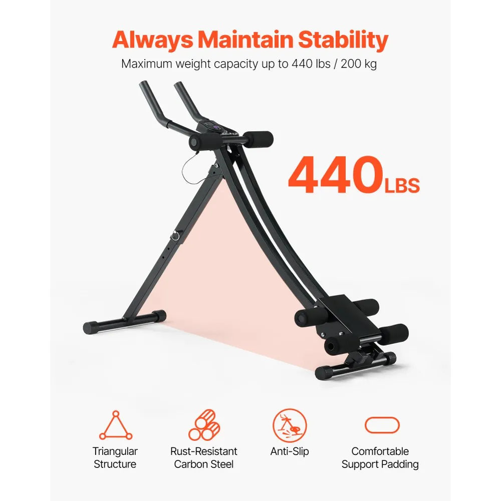 VEVOR AB Workout Machine, Ab Workout Equipment at Home Gym, Core & Abdominal Trainers for Women, 440 lbs Weight Capacity Strength Training Ab Cruncher, Foldable Adjustable Fitness Exerciser