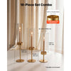 VEVOR Hurricane Candle Holders Set of 18, Gold Metal Stand with Clear Glass Cylinders, Elegant Tiered Centerpieces Wind Protection for Wedding, Table Centerpieces, Party, Home Decor, Modern Style