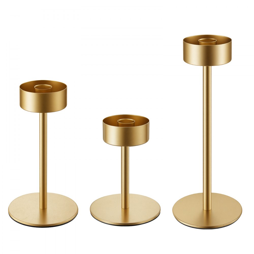 VEVOR Hurricane Candle Holders Set of 18, Gold Metal Stand with Clear Glass Cylinders, Elegant Tiered Centerpieces Wind Protection for Wedding, Table Centerpieces, Party, Home Decor, Modern Style