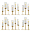 VEVOR Hurricane Candle Holders Set of 18, Gold Metal Stand with Clear Glass Cylinders, Elegant Tiered Centerpieces Wind Protection for Wedding, Table Centerpieces, Party, Home Decor, Modern Style