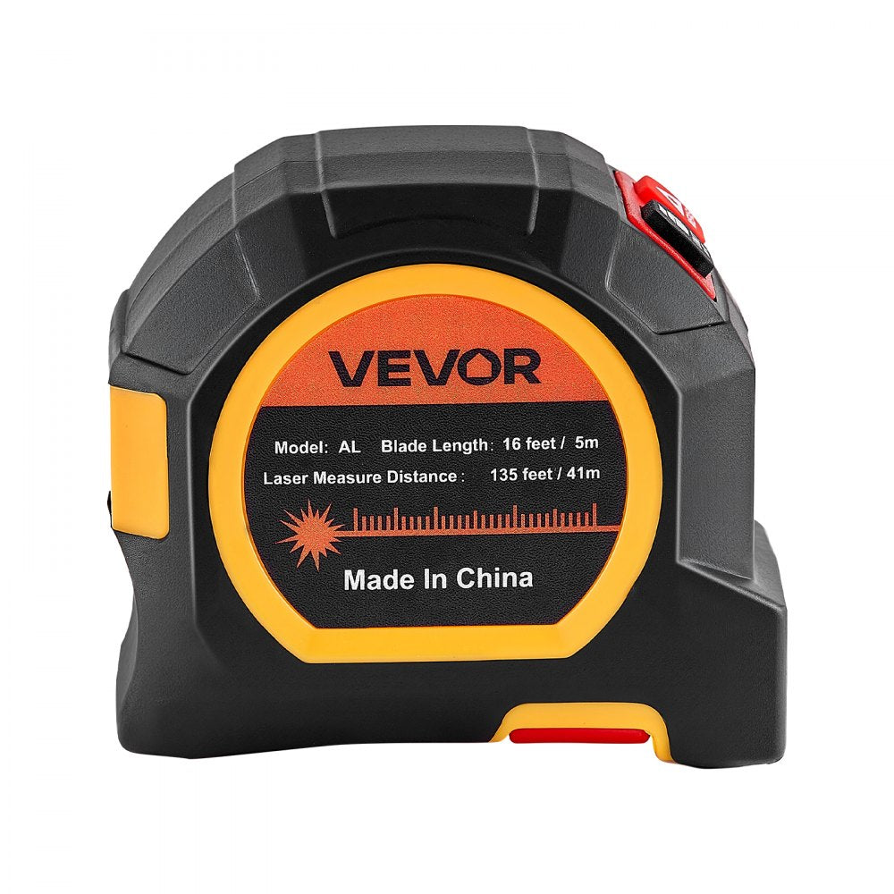VEVOR 2-in-1 Laser Tape Measure, 135Ft Rechargeable Laser Measurement Tool & 16Ft Measuring Tape with Magnetic, 4 Modes-Length, Area, Volume, Continuous,ft/in/m/ft+in Unit,for Outdoor,Decoration