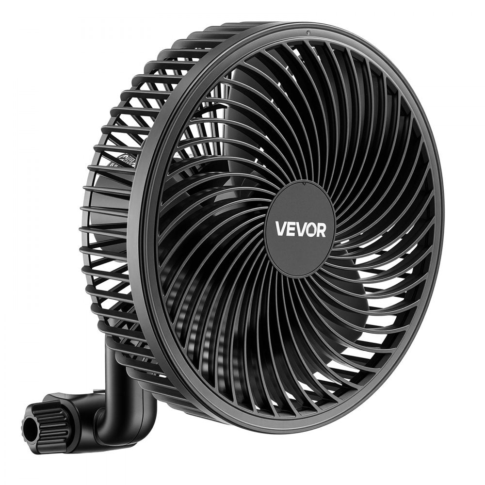 VEVOR Plant Fan, Grow Tent Clip On Fan Rechargeable, USB Port with 9 Speeds & Circulation Mode, Smart Control, Powerful Oscillating, Long Runtime for Hydroponics Circulation Cooling, Black, 2 Pack