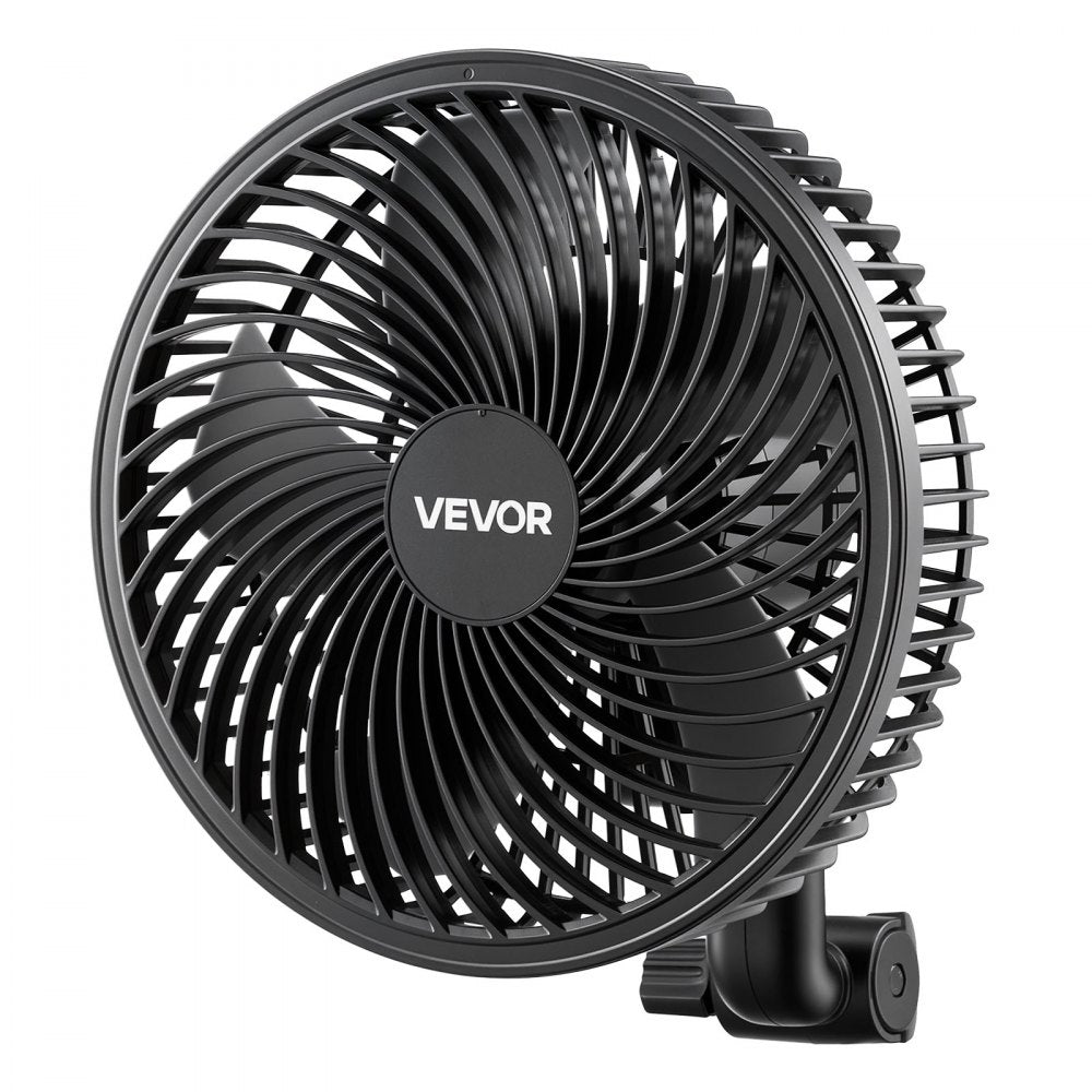 VEVOR Plant Fan, Grow Tent Clip On Fan Rechargeable, USB Port with 9 Speeds & Circulation Mode, Smart Control, Powerful Oscillating, Long Runtime for Hydroponics Circulation Cooling, Black, 2 Pack
