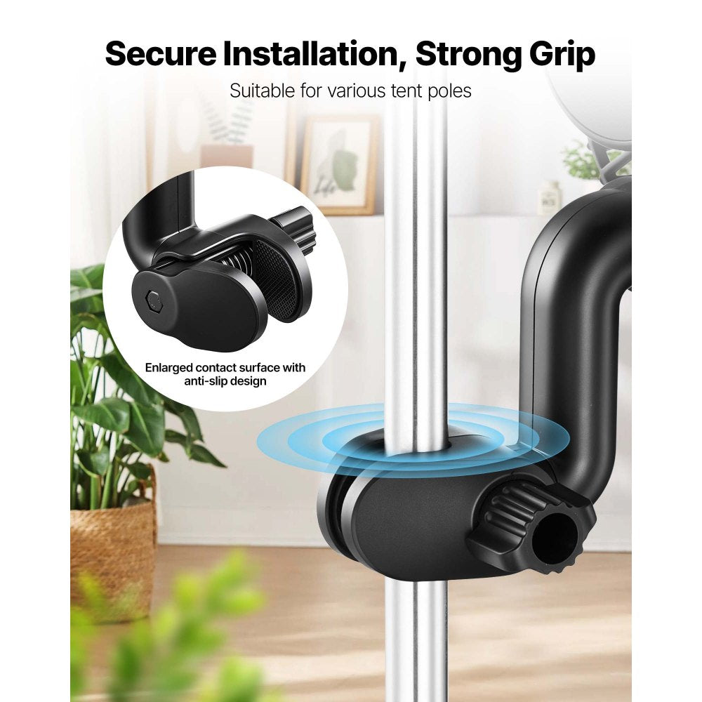 VEVOR Plant Fan, Grow Tent Clip On Fan Rechargeable, USB Port with 9 Speeds & Circulation Mode, Smart Control, Powerful Oscillating, Long Runtime for Hydroponics Circulation Cooling, Black, 1 Pack