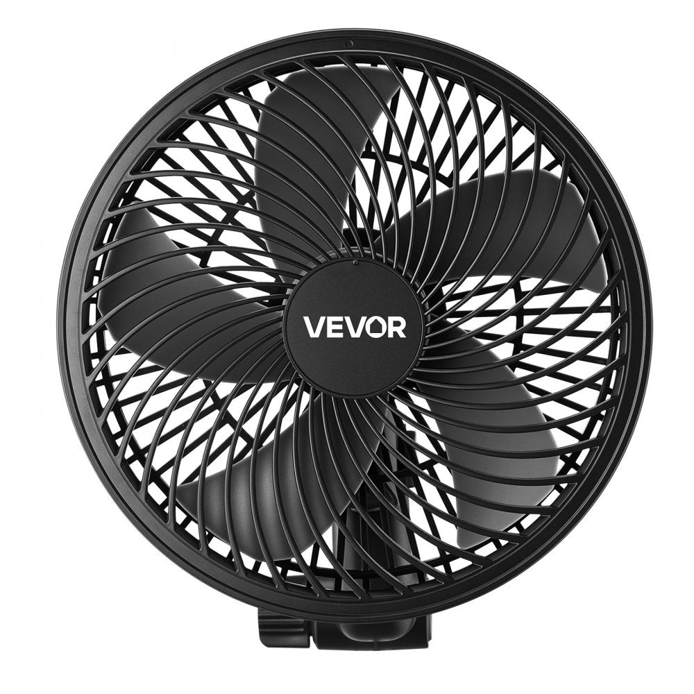 VEVOR Plant Fan, Grow Tent Clip On Fan Rechargeable, USB Port with 9 Speeds & Circulation Mode, Smart Control, Powerful Oscillating, Long Runtime for Hydroponics Circulation Cooling, Black, 1 Pack