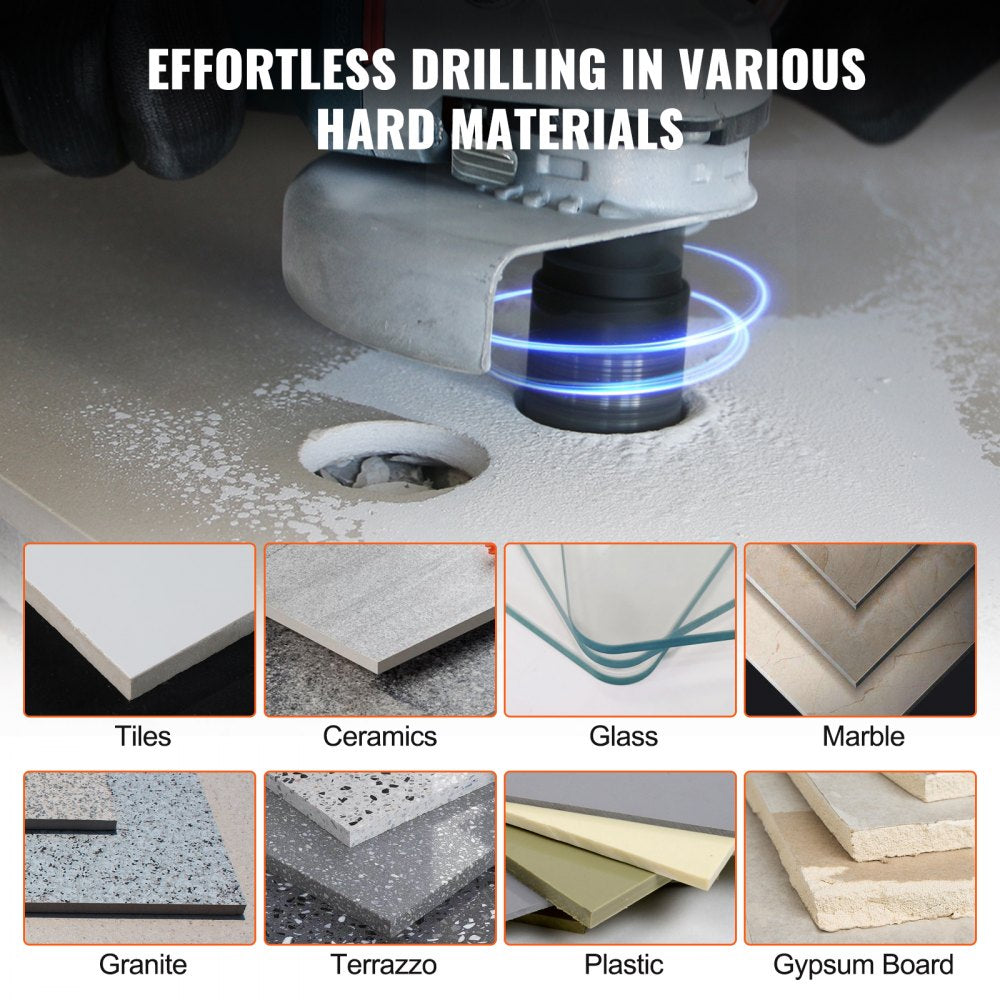 VEVOR Diamond Core Drill Bit Set, 8 PCS 6/8/10/25/35/38/50/65mm Diamond Hole Saw Kit, with Finger Milling Bit Cone Bit Saw Blade and Storage Case, for Dry and Wet, Diamond Drill Bits for Ceramic Tile