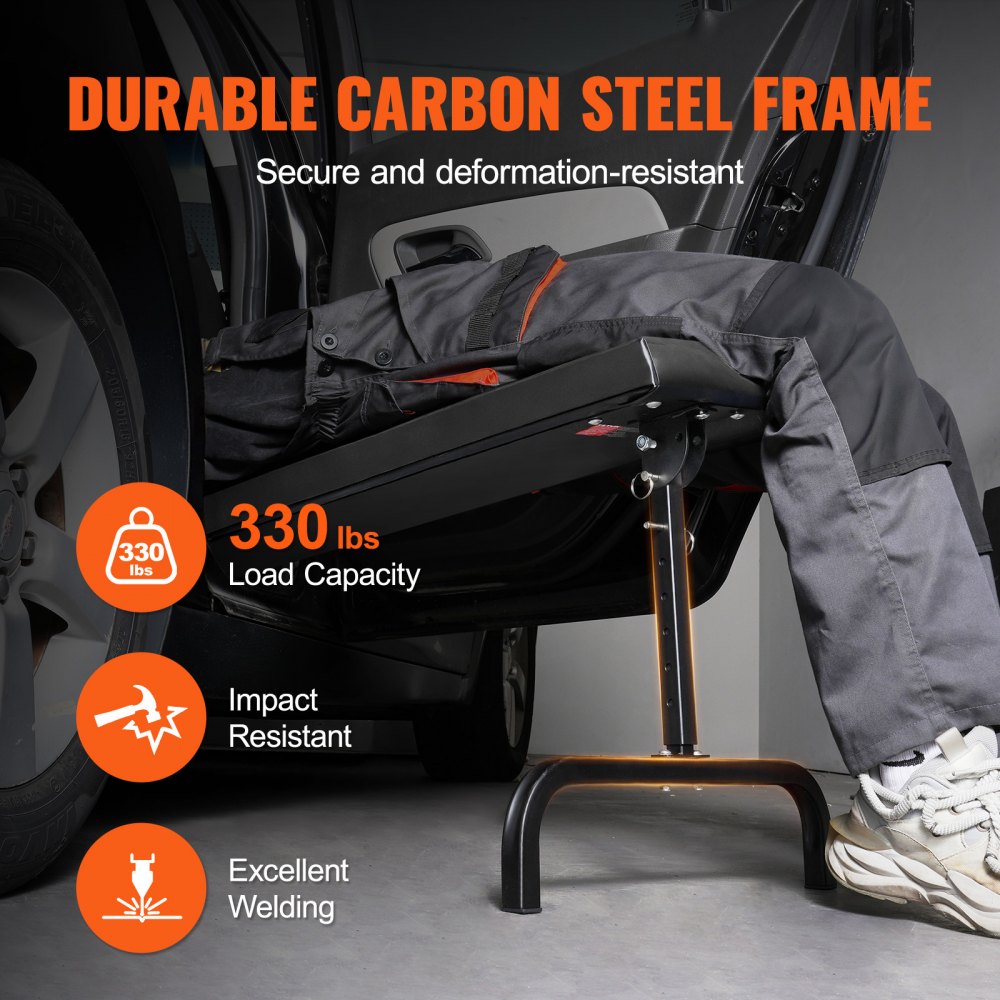 VEVOR Under Dash Creeper, 40 in, 330 lbs Load Capacity Rolling Mechanic Garage Creeper, 20.3-27.4 in Height Adjustable, Laying Down or Upright Inside of Car or Truck, Easy Fold Support for Garage Shop