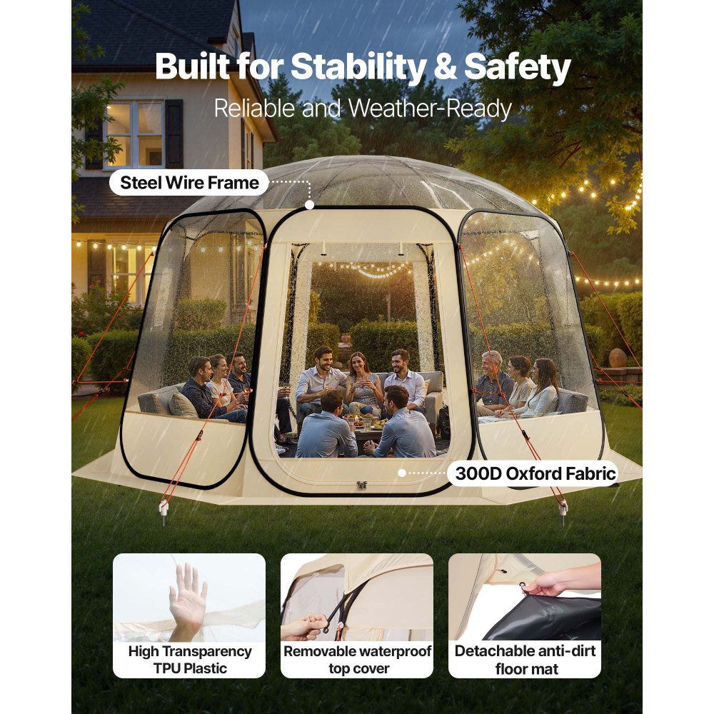 Pop up Bubble Tent 12 x 11.1 ft Waterproof UVResistant Clear Camping