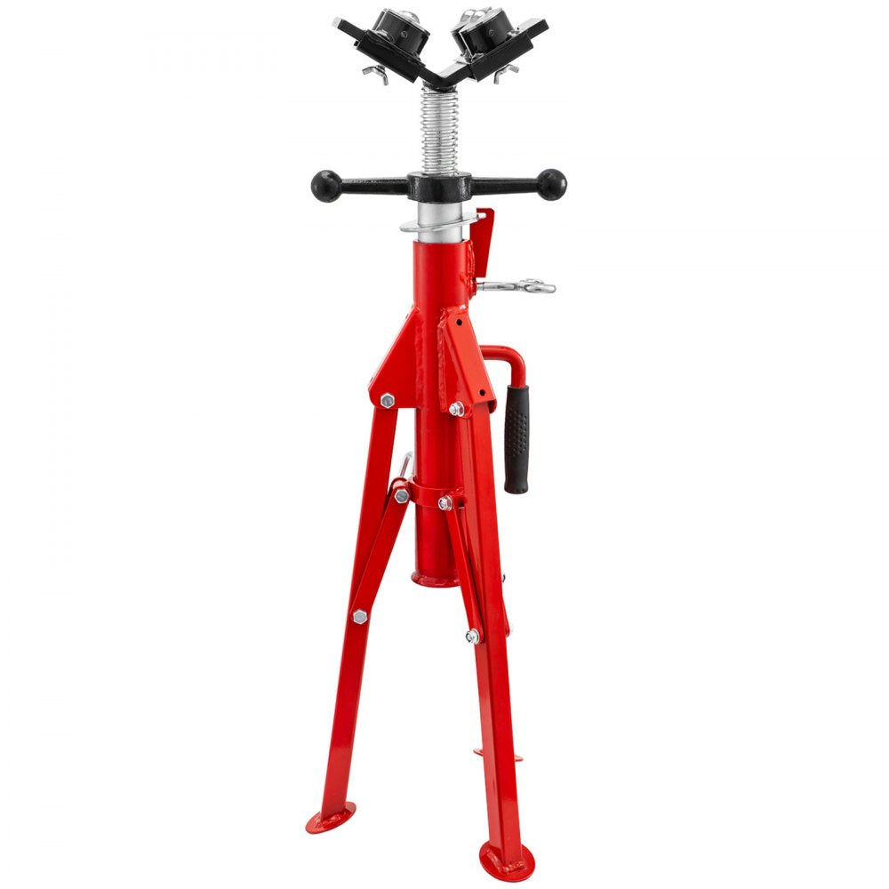 VEVOR Pipe Jack Stand, 2500LB Heavy Duty Welding Pipe Stand, with 4-Ball Transfer V-Head and Folding Legs, Adjustable Height 24"-43" 1107B-type Pipe Jacks for Welding