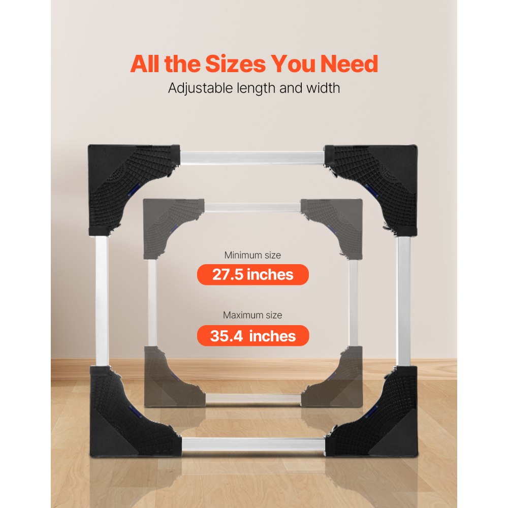 VEVOR Fridge Stand Mobile Base, 1100 lbs Load Capacity, Washing Machine Stand with 8 Locking Twin Wheels and 4 Brakes, 27.5 -35.4 Inches Adjustable Furniture Dolly for Washer, Refrigerator and Dryer