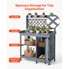 VEVOR Potting Bench Table, Outdoor Gardening Wooden Workstation with Storage Cabinet, Storage Shelves, 43 x 18 in Wood Tabletop, Garden Planting Work Station for Patio, Backyard, Balcony, Gray