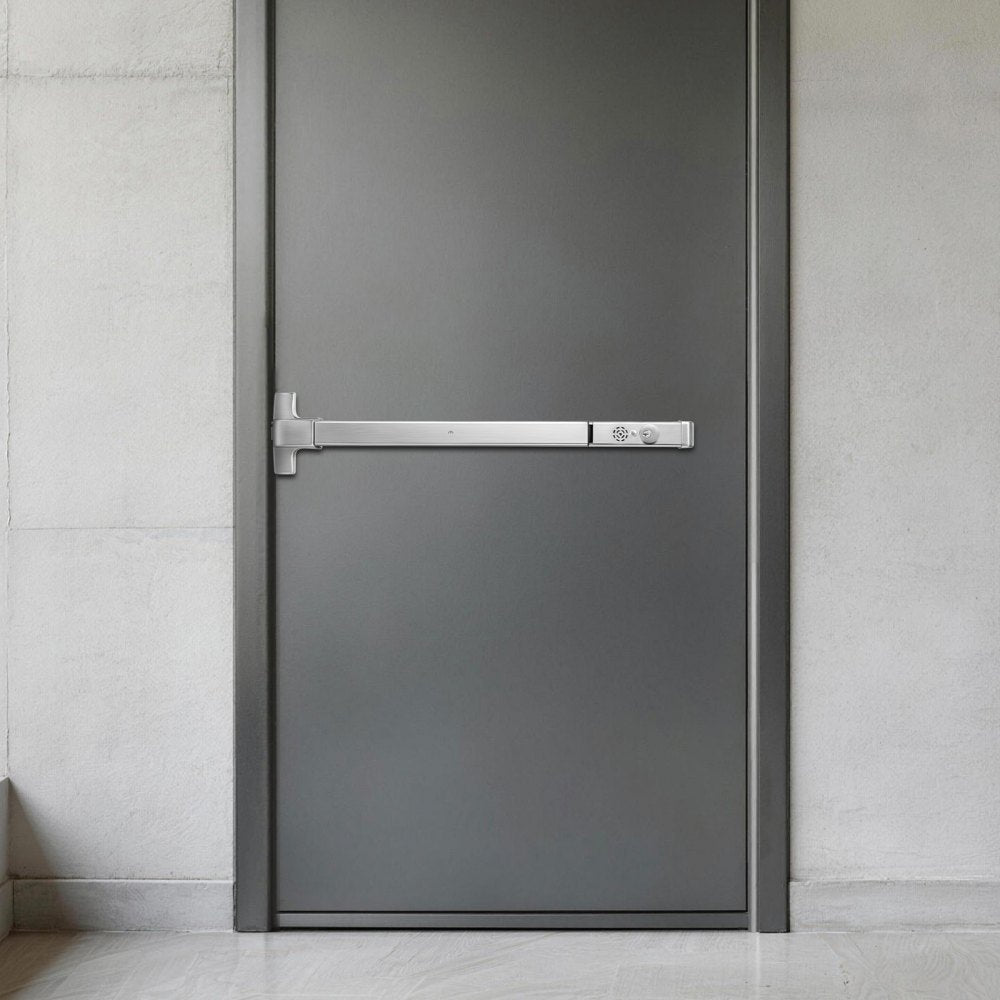 VEVOR Push Bar Panic Exit Device, 31" Stainless Steel Commercial Panic Bar for Exit Doors, Emergency Exit Door Hardware with Auto Alarm System and Sticker, for 31"-46" Wood or Metal Door, Silver