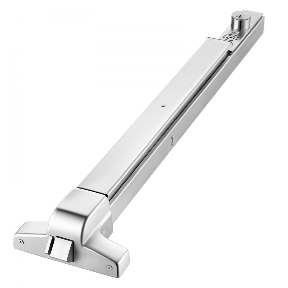 VEVOR Push Bar Panic Exit Device, 31" Stainless Steel Commercial Panic Bar for Exit Doors, Emergency Exit Door Hardware with Auto Alarm System and Sticker, for 31"-46" Wood or Metal Door, Silver