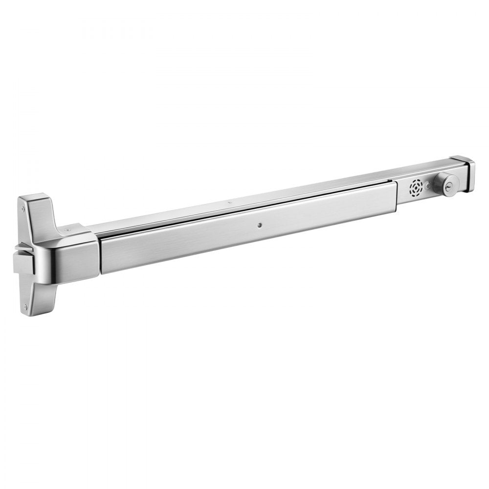 VEVOR Push Bar Panic Exit Device, 31" Stainless Steel Commercial Panic Bar for Exit Doors, Emergency Exit Door Hardware with Auto Alarm System and Sticker, for 31"-46" Wood or Metal Door, Silver