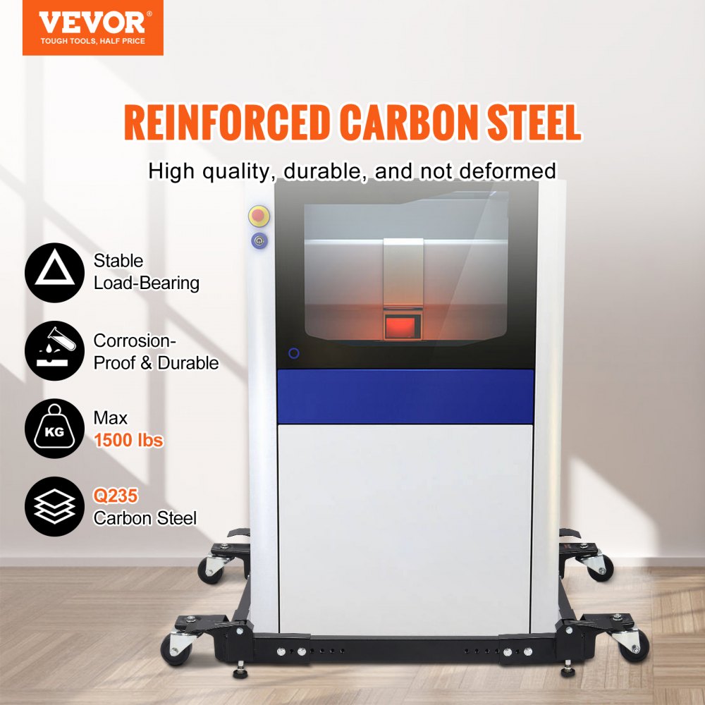 VEVOR Mobile Base, 1500 lbs Capacity, Adjustable from 20" x 24.5" to 28" x 33.5", Heavy Duty Universal Mobile Base Stand with 4 Swivel Wheels, for Woodworking Equipment, Bandsaw, Power Tool, Machine