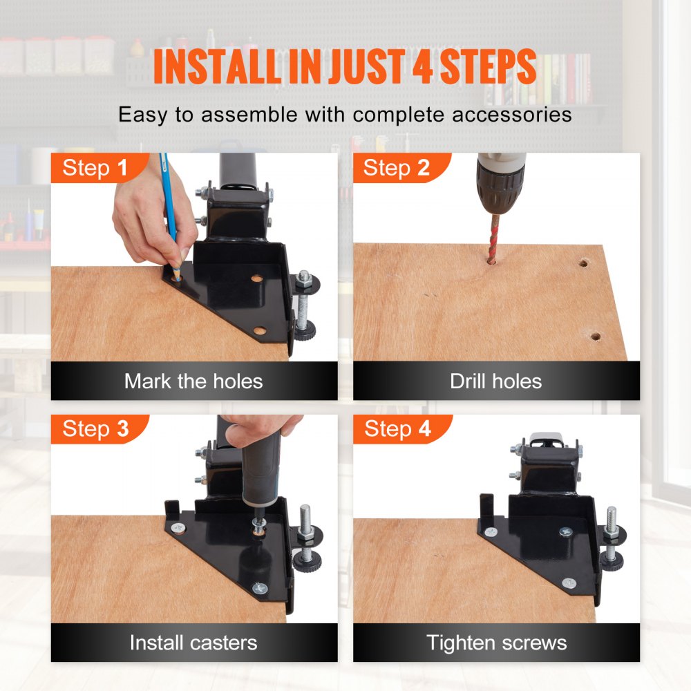 VEVOR Mobile Base, 400 lbs Weight Capacity, Adjustable from 9.5" x 9.5" to Infinity, Heavy Duty Universal Mobile Base Stand with Swivel Wheels for Woodworking Equipment, Bandsaw, Power Tools, Machines