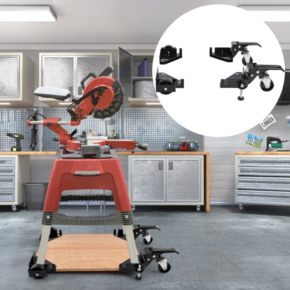 VEVOR Mobile Base, 400 lbs Weight Capacity, Adjustable from 9.5" x 9.5" to Infinity, Heavy Duty Universal Mobile Base Stand with Swivel Wheels for Woodworking Equipment, Bandsaw, Power Tools, Machines