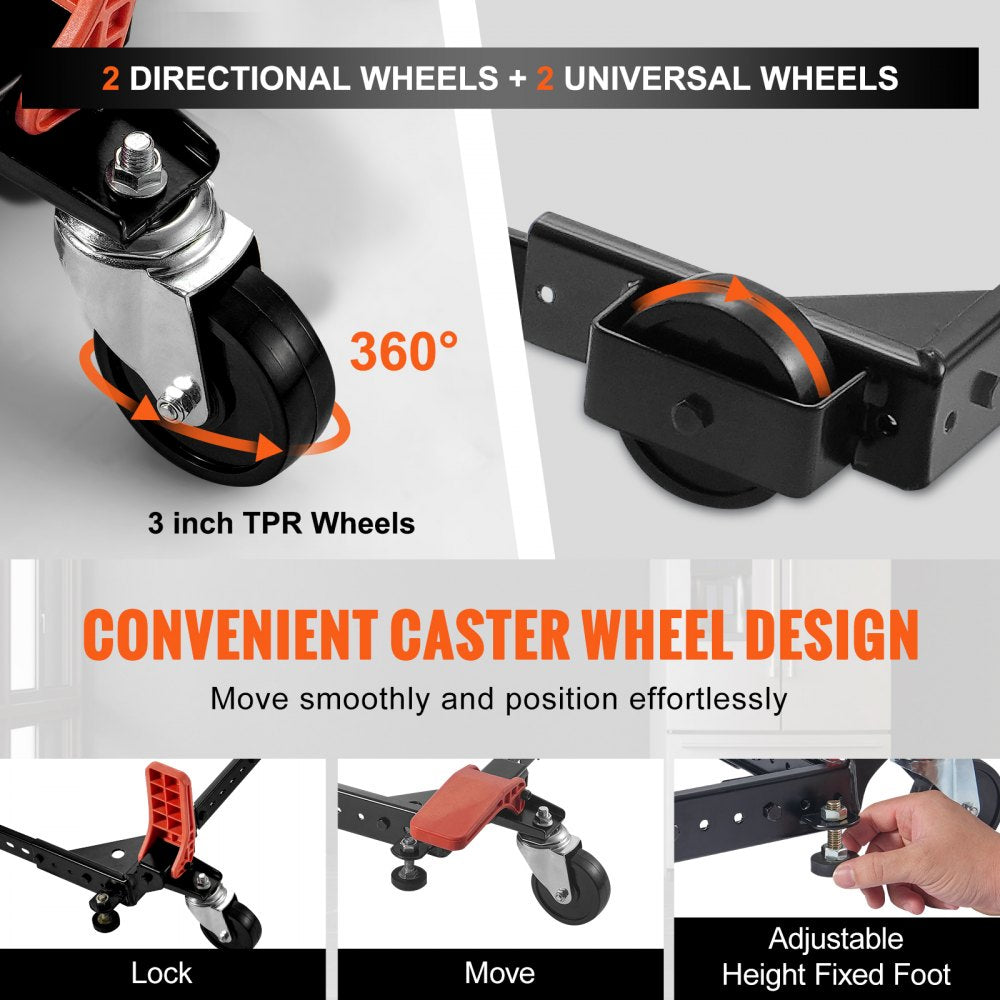 VEVOR Mobile Base, 500 lbs Weight Capacity, Adjustable from 12" x 12" to 36" x 36", Heavy Duty Universal Mobile Base Stand with Swivel Wheels, for Woodworking Equipment, Bandsaw, Power Tools, Machines
