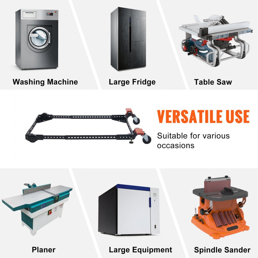 VEVOR Mobile Base, 500 lbs Weight Capacity, Adjustable from 12" x 12" to 36" x 36", Heavy Duty Universal Mobile Base Stand with Swivel Wheels, for Woodworking Equipment, Bandsaw, Power Tools, Machines