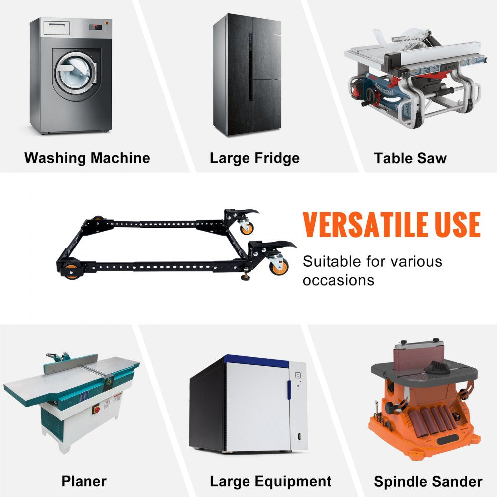 VEVOR Mobile Base, 650 lbs Weight Capacity, Adjustable from 12" x 12" to 36" x 36", Heavy Duty Universal Mobile Base Stand with Swivel Wheels, for Woodworking Equipment, Bandsaw, Power Tools, Machines