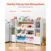 VEVOR Kids Toy Storage and Bookshelf, 4-Tier Large Toy Storage Organizer with 8 Flexible Plastic Bins, Kids Cubby Cabinet with Bookshelf for Study Room, Bedroom, Playroom, Classroom, Nursery, White