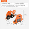 VEVOR Manual Trolley, 1100 lbs/0.5 Ton Load Capacity, Push Beam Trolley with Dual Wheels, Adjustable for I-Beam Flange Width 2.5" to 8", Heavy Duty Alloy Steel Garage Hoist for Straight Curved I Beam
