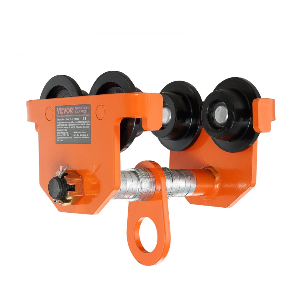 VEVOR Manual Trolley, 2200 lbs/1 Ton Load Capacity, Push Beam Trolley with Dual Wheels, Adjustable for I-Beam Flange Width 2.5" to 8", Heavy Duty Alloy Steel Garage Hoist for Straight Curved I Beam