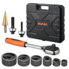 VEVOR Knockout Punch Set, 1/2 to 2 inch SLUG-Buster Ratchet Knockout Set, Ratchet Wrench Knockouts Punch Sets for Aluminum, Mild steel, Fiberglass, Plastics, 6 Die Sizes, 40Cr Steel Ko Tool Kit