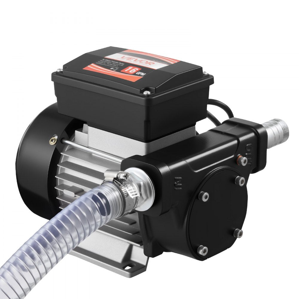 VEVOR Oil Transfer Pump 110V, 16 GPM 60 L/min, AC Electric Fuel Transfer Pump for Diesel Kerosene Biodiesel, 8 ft/2.4 m Max Suction Lift, 45 ft/13.7 m Max Lift, for Vehicles, Construction Sites, Farms
