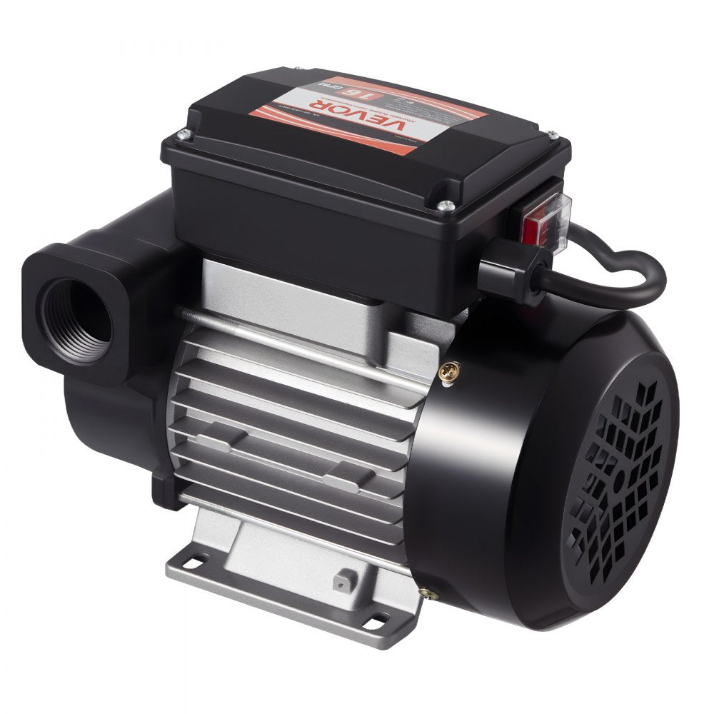 VEVOR Oil Transfer Pump 110V, 16 GPM 60 L/min, AC Electric Fuel Transfer Pump for Diesel Kerosene Biodiesel, 8 ft/2.4 m Max Suction Lift, 45 ft/13.7 m Max Lift, for Vehicles, Construction Sites, Farms