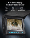 VEVOR Sewer Camera, 66 ft/20m, 4.3" Drain Inspection Camera, IP68 Waterproof Snake Plumbing Camera with Lights - 6 Adjustable LEDs, 4500mAh Battery & 16GB Card for Sewer Line Duct Pipes