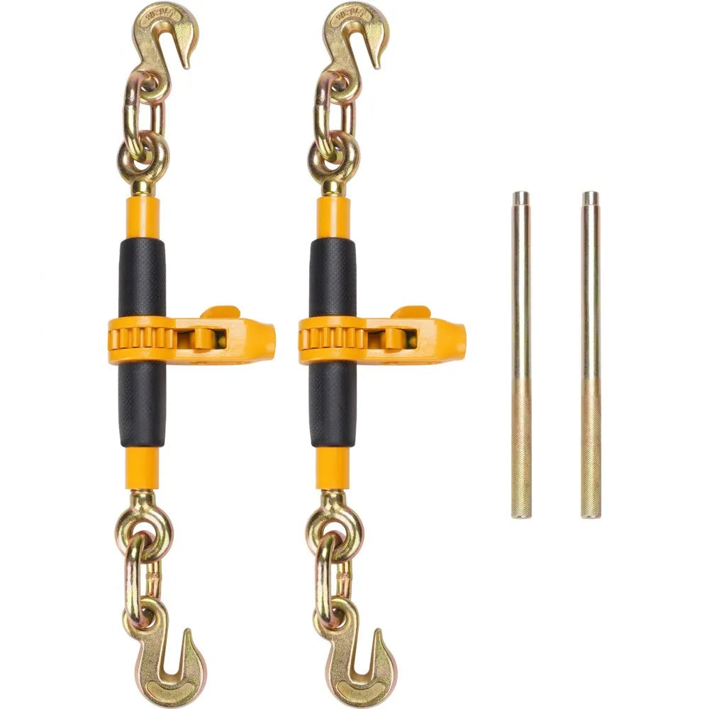 VEVOR Ratchet Chain Binder, 3/8"-1/2" Heavy Duty Load Binders, with G80 Hooks 12000 lbs Secure Load Limit, Labor-saving Anti-skid Handle, Tie Down Hauling Chain Binders for Flatbed Truck Trailer, 4 Pc