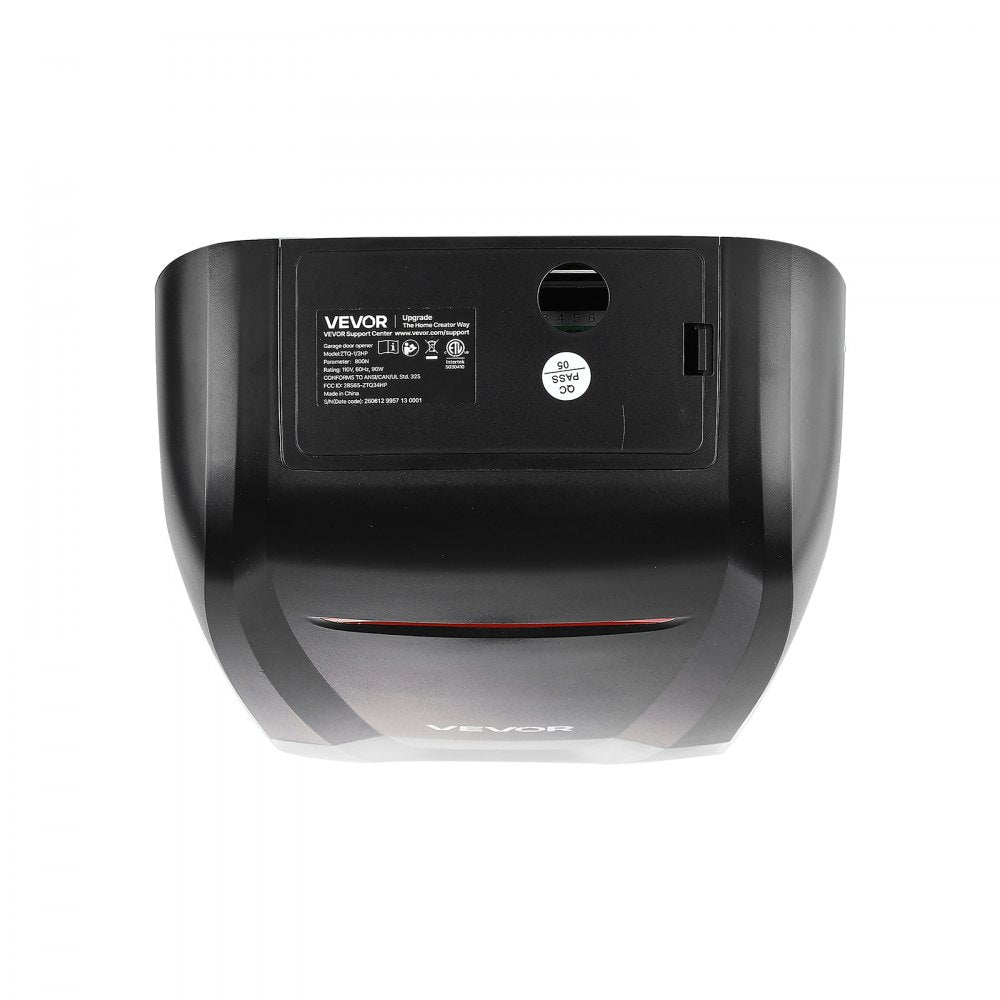 VEVOR Garage Door Opener 3/4 HP Heavy Duty Chain Drive WiFi Smart Opener, for Residential Garage, Includes Durable Rail, 3 Remotes, Smartphone App Control, Obstacle Sensor & LED Light, Black & White