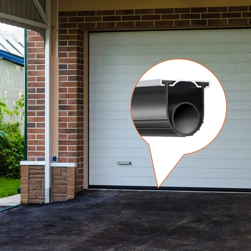 VEVOR Garage Door Seals Bottom Rubber, U Shape +O Ring Combination Garage Door Weather Stripping with Pre-drilled Aluminum Track Retainer Kit, 5/16 inch T-ends and 3 3/4 inch Width (16 Ft, Black)