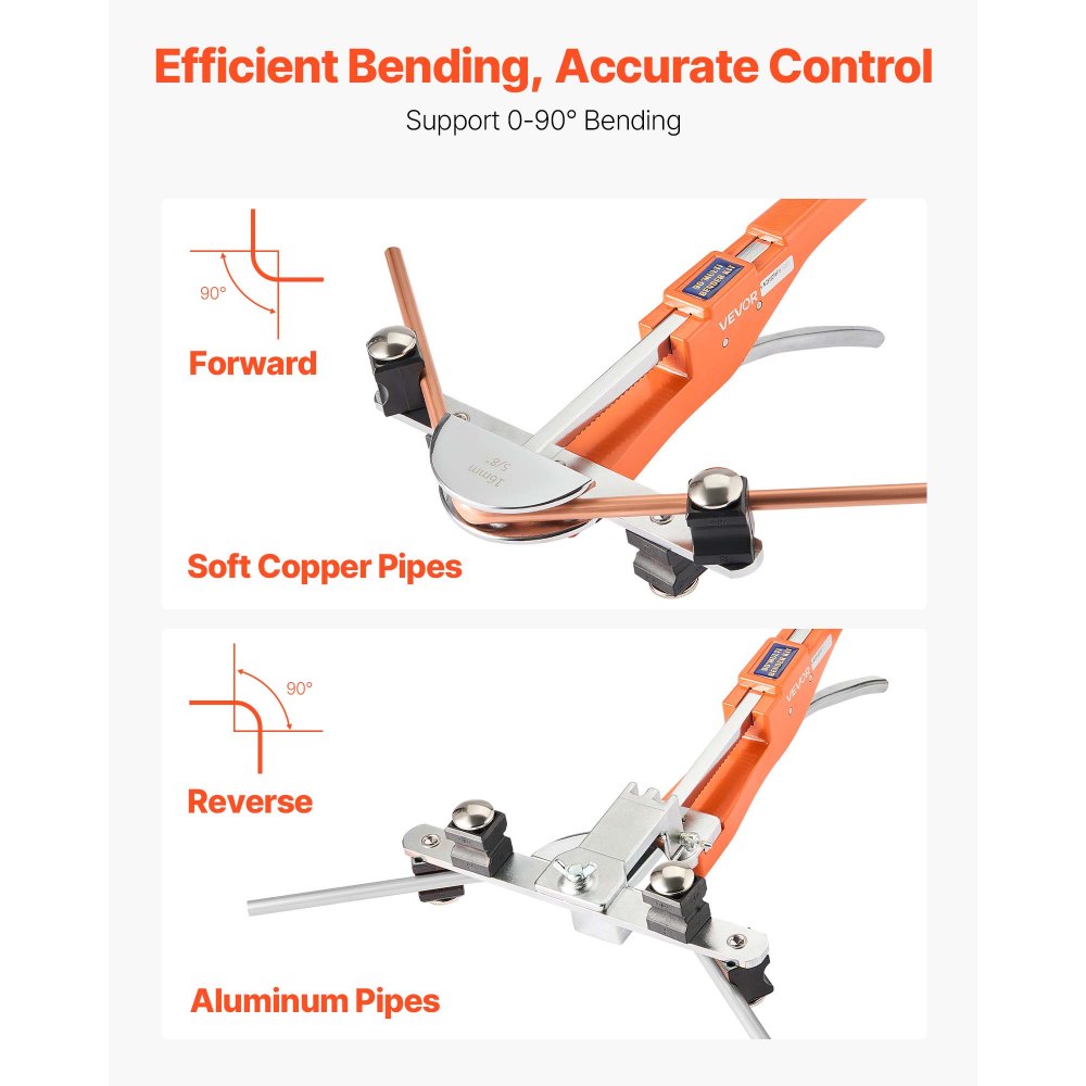 VEVOR Tubing Bender Kit, 1/4 to 7/8 Inch, Compact Ratcheting Tube Pipe Bender, Forward/Reverse Hand Bending Tool, with 7 Aluminium Alloy Dies, for Copper HVAC Air Conditioning Refrigeration Repair
