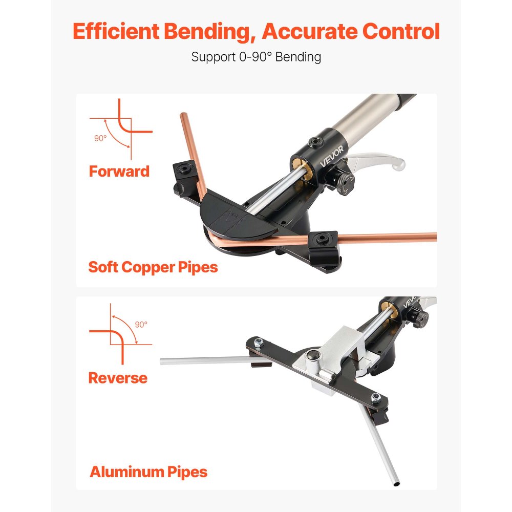 VEVOR Hydraulic Tubing Bender Kit, 1/4 to 7/8 Inch, Copper Tube Pipe Bender, Forward/Reverse HVAC Bending Tool Set, with 7 Aluminium Alloy Dies, for HVAC Air Conditioning Refrigeration Auto Repair
