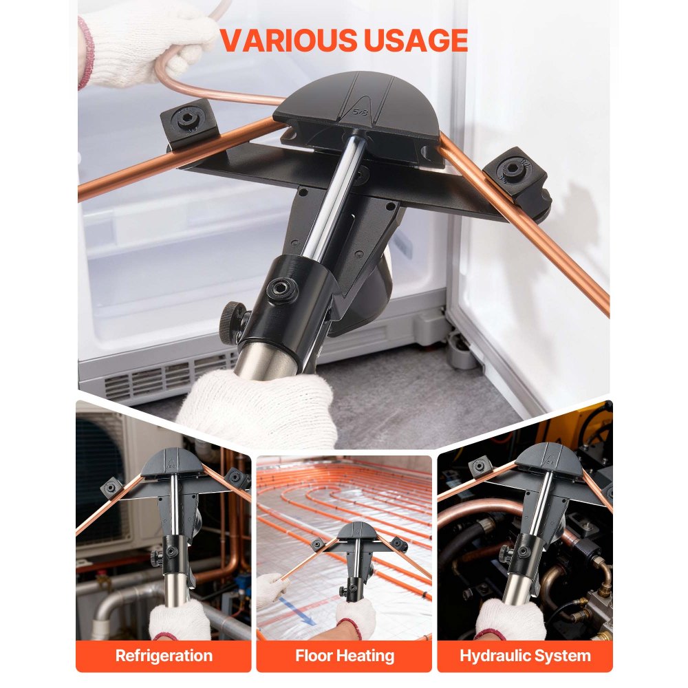 VEVOR Hydraulic Tubing Bender Kit, 1/4 to 7/8 Inch, Copper Tube Pipe Bender, Forward/Reverse HVAC Bending Tool Set, with 7 Aluminium Alloy Dies, for HVAC Air Conditioning Refrigeration Auto Repair