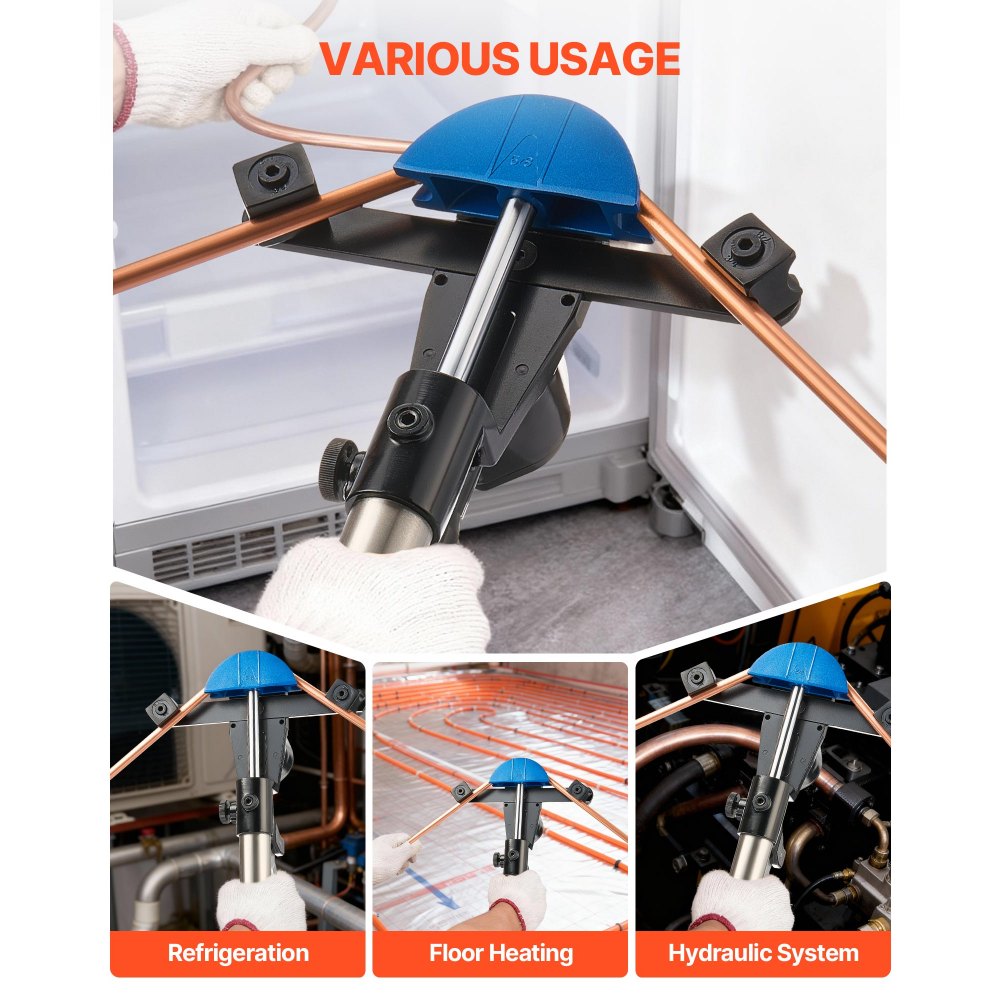 VEVOR Hydraulic Tubing Bender Kit, 1/4 to 7/8 Inch, Copper Tube Pipe Bender, HVAC Bending Tool Set, 90° Bend, with 7 Color Aluminium Alloy Dies, for HVAC Air Conditioning Refrigeration Auto Repair