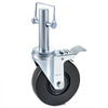 4 Pack 5" Heavy Duty Scaffolding Rubber Swivel Caster With Dual Locking 1" Solid Round Stem 280LBS Capacity Per Wheel