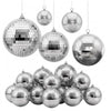 VEVOR Mirror Disco Ball 3.2" 4" 6" 8" 12" 17-Pack Balls with Hanging Ring, for Party Home Decoration Stage Props DJ Dance Club, 2 Mirror Tile Sizes, Reflects Light, Wedding Birthday Decor, Silver