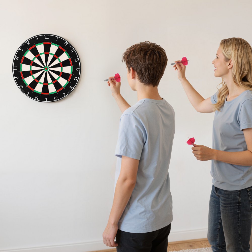 VEVOR Dart Board, High-Grade Self-Healing Sisal Fiber Dartboard with Staple-Free Bullseye, Blade Wire & Rotating Number Ring, 17.7" Professional Dartboard for Home Party Game Room (Darts Not Included)