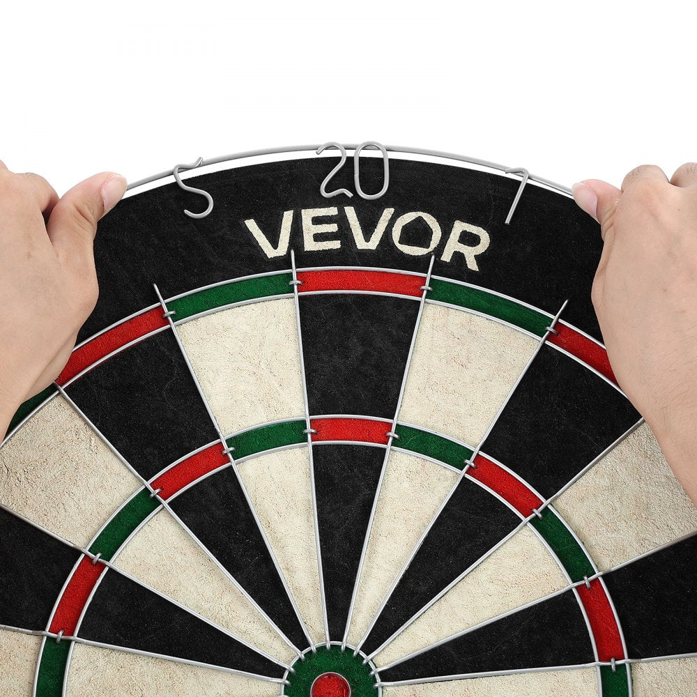 VEVOR Dartboard with 6 Darts & Scoring Kit, Self-Healing Sisal Fibers Dartboard with Staple-Free Bullseye & Rotating Number Ring, 17.7" Professional Steel Tip Dart Board Set for Home Party Game Rooms
