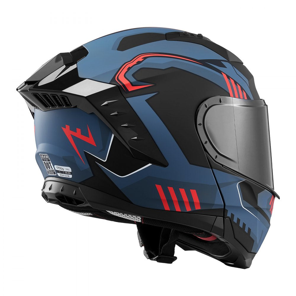 VEVOR Modular Motorcycle Helmet, Flip up Full Face Helmet with Dual Visor, Lightweight Comfortable Adult Motocross Street Bike Helmet for Men and Women - DOT & ECE Approved (L Size)