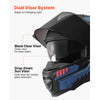 VEVOR Modular Motorcycle Helmet, Flip up Full Face Helmet with Dual Visor, Lightweight Comfortable Adult Motocross Street Bike Helmet for Men and Women - DOT & ECE Approved (M Size)