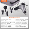 VEVOR Massage Gun Deep Tissue, Percussion Muscle Massage Gun for Athletes - with 6 Speed Levels & 4 Massage Heads, 12V 2500mAh Batteries, Handheld Mini Massage Gun for Pain Relief, Muscle Relaxation