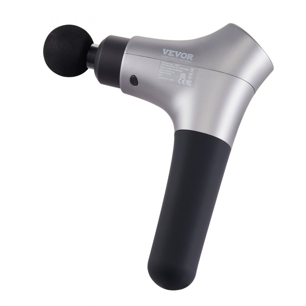 VEVOR Massage Gun Deep Tissue, Percussion Muscle Massage Gun for Athletes - with 6 Speed Levels & 4 Massage Heads, 12V 2500mAh Batteries, Handheld Mini Massage Gun for Pain Relief, Muscle Relaxation
